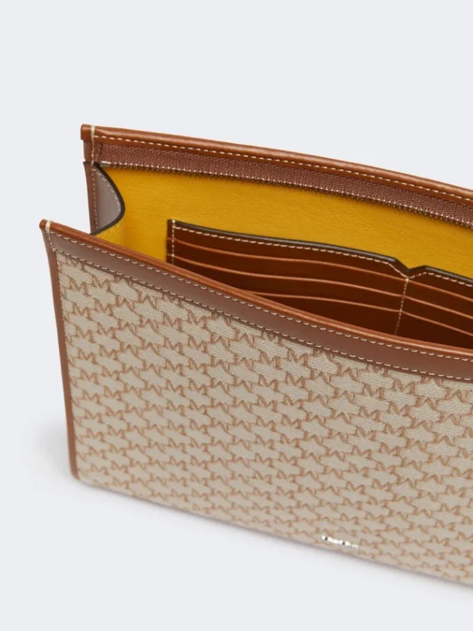 Bolsa média em jacquard de algodão, castanho avelã Bolsa média em jacquard de algodão, castanho avelã