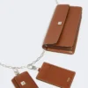 Bolsa para telemóvel em pele, castanho âmbar