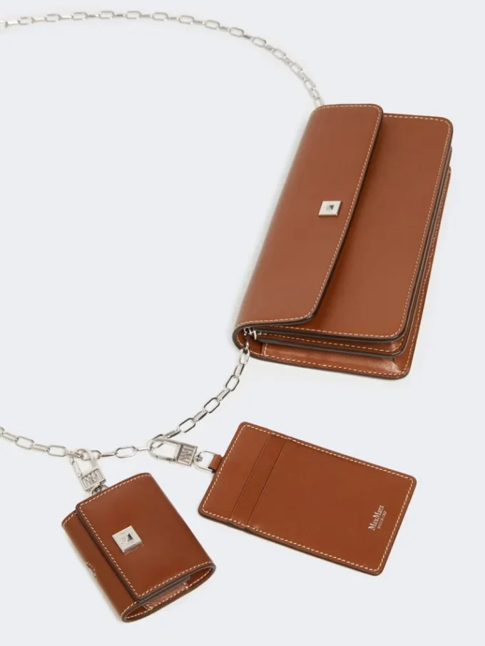 Bolsa para telemóvel em pele, castanho âmbar