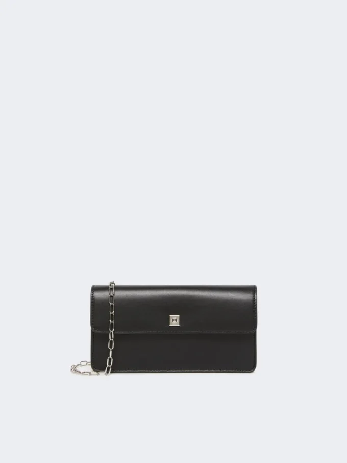 Bolsa para telemóvel em pele, preta Bolsa para telemóvel em pele, preta