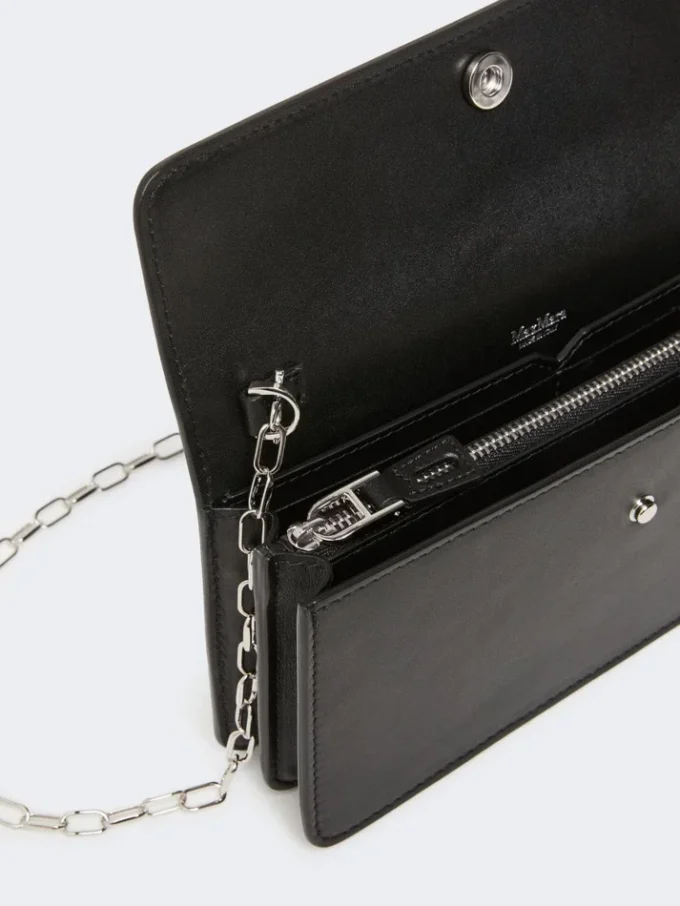 Bolsa para telemóvel em pele, preta Bolsa para telemóvel em pele, preta