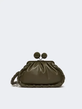 Bolsa Pasticcino média em pele napa, cor cáqui