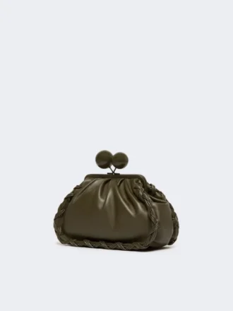 Bolsa Pasticcino média em pele napa, cor cáqui