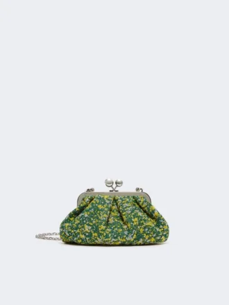 Bolsa Pasticcino pequena em bouclé de lã, verde