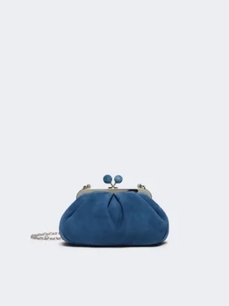 Bolsa Pasticcino pequena em camurça, azul-centáurea