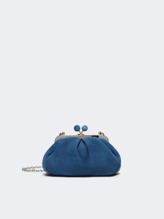 Bolsa Pasticcino pequena em camurça, azul-centáurea Bolsa Pasticcino pequena em camurça, azul-centáurea