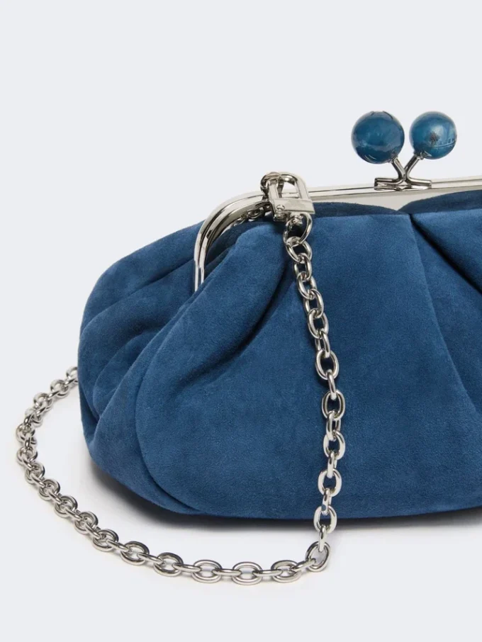 Bolsa Pasticcino pequena em camurça, azul-centáurea Bolsa Pasticcino pequena em camurça, azul-centáurea