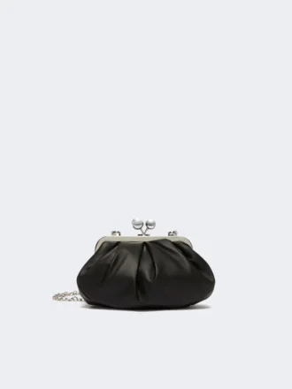 Bolsa Pasticcino pequena em pele de carneiro, preta