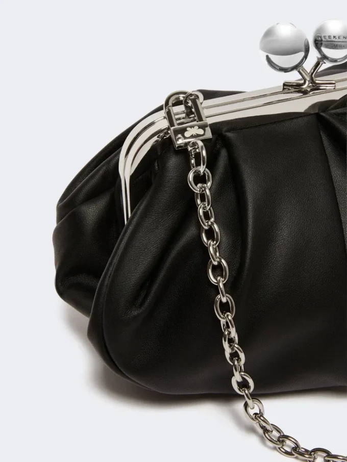 Bolsa Pasticcino pequena em pele de carneiro, preta