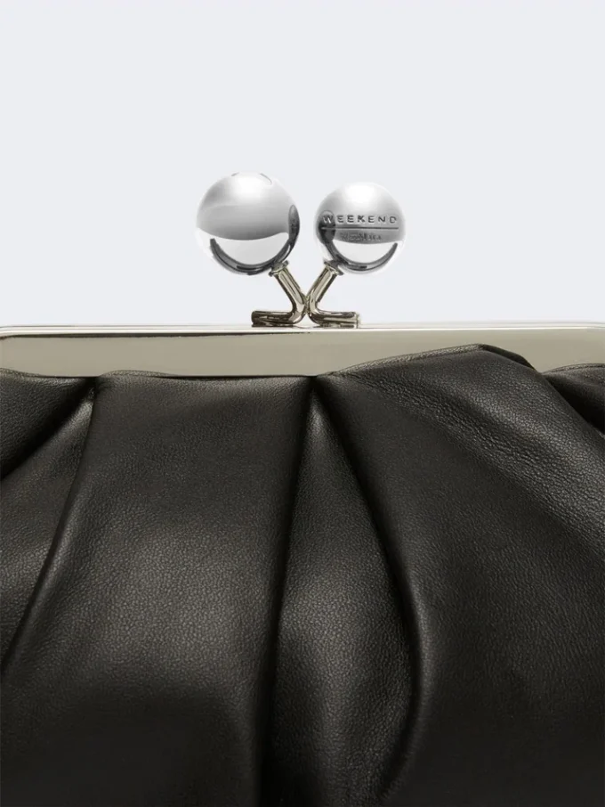 Bolsa Pasticcino pequena em pele de carneiro, preta