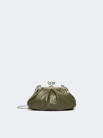 Bolsa Pasticcino pequena em pele de carneiro, verde escuro