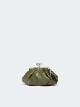 Bolsa Pasticcino pequena em pele de carneiro, verde escuro