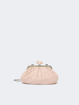 Bolsa pequena em camurça Pasticcino, cor pó