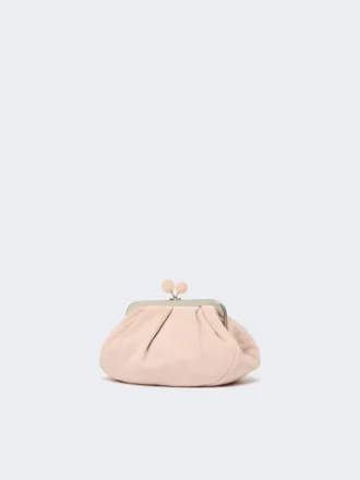 Bolsa pequena em camurça Pasticcino, cor pó