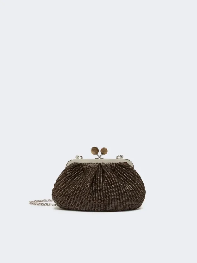 Bolsa pequena Pasticcino com efeito de ráfia, castanho escuro Bolsa pequena Pasticcino com efeito de ráfia, castanho escuro