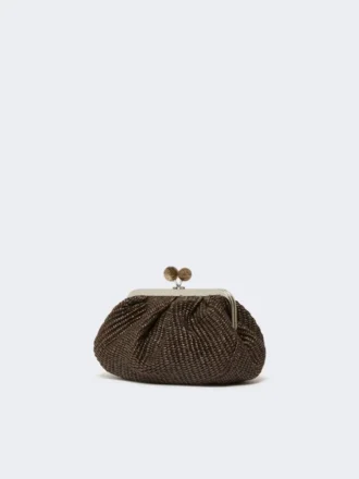 Bolsa pequena Pasticcino com efeito de ráfia, castanho escuro