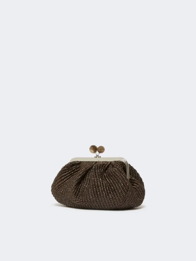 Bolsa pequena Pasticcino com efeito de ráfia, castanho escuro Bolsa pequena Pasticcino com efeito de ráfia, castanho escuro