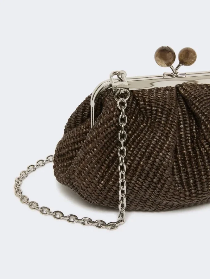 Bolsa pequena Pasticcino com efeito de ráfia, castanho escuro Bolsa pequena Pasticcino com efeito de ráfia, castanho escuro