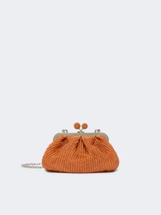 Bolsa pequena Pasticcino com efeito de ráfia, cor salmão