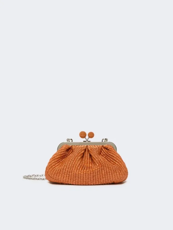 Bolsa pequena Pasticcino com efeito de ráfia, cor salmão Bolsa pequena Pasticcino com efeito de ráfia, cor salmão