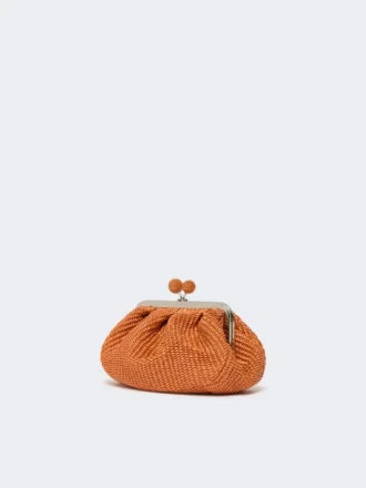 Bolsa pequena Pasticcino com efeito de ráfia, cor salmão