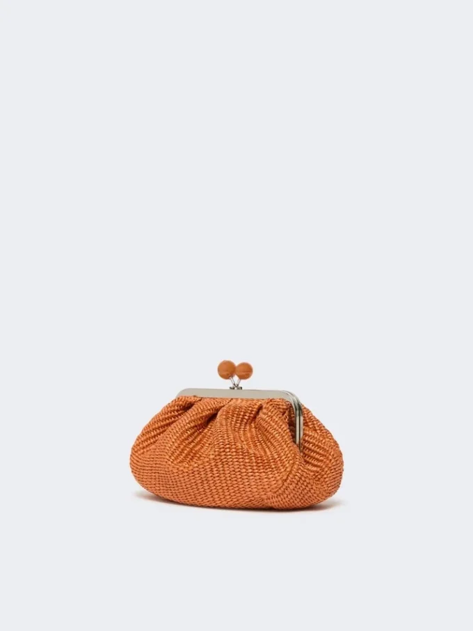 Bolsa pequena Pasticcino com efeito de ráfia, cor salmão Bolsa pequena Pasticcino com efeito de ráfia, cor salmão