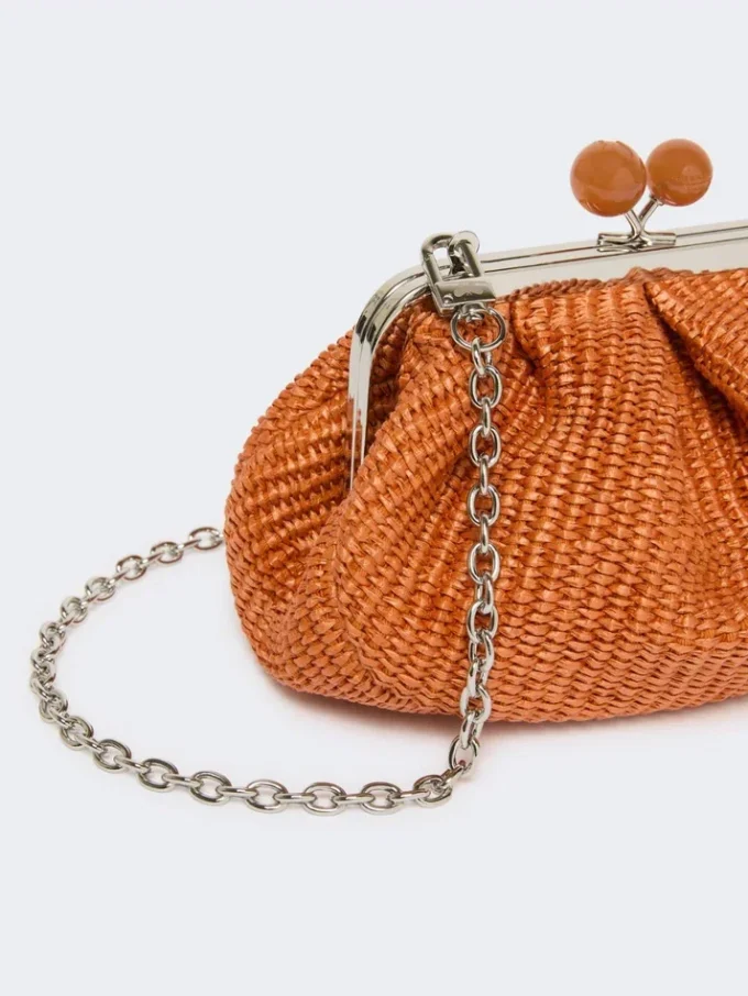 Bolsa pequena Pasticcino com efeito de ráfia, cor salmão Bolsa pequena Pasticcino com efeito de ráfia, cor salmão