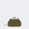 Bolsa pequena Pasticcino com efeito de ráfia, verde salva
