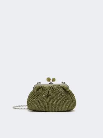 Bolsa pequena Pasticcino com efeito de ráfia, verde salva
