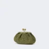 Bolsa pequena Pasticcino com efeito de ráfia, verde salva