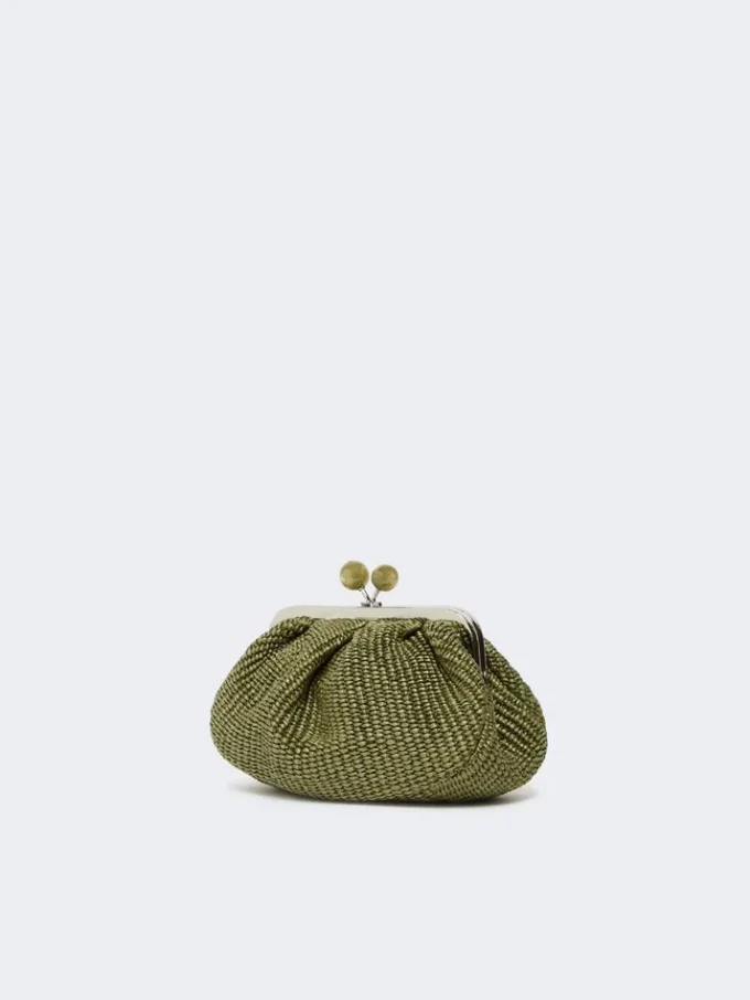 Bolsa pequena Pasticcino com efeito de ráfia, verde salva