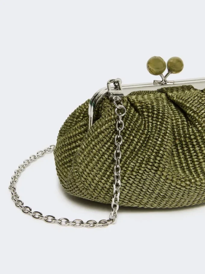 Bolsa pequena Pasticcino com efeito de ráfia, verde salva