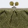Bolsa pequena Pasticcino com efeito de ráfia, verde salva