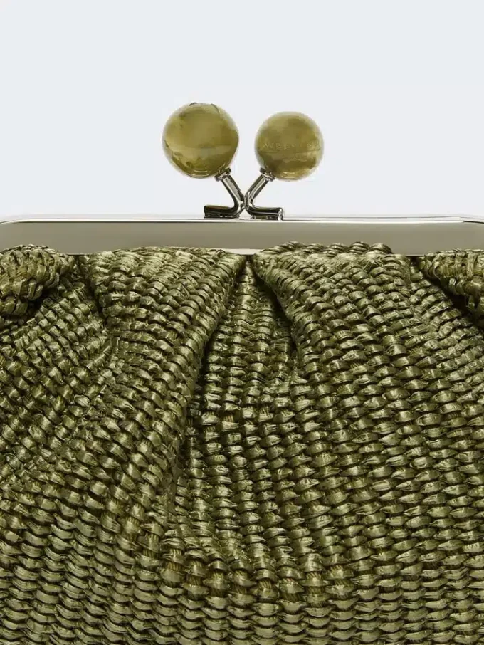 Bolsa pequena Pasticcino com efeito de ráfia, verde salva