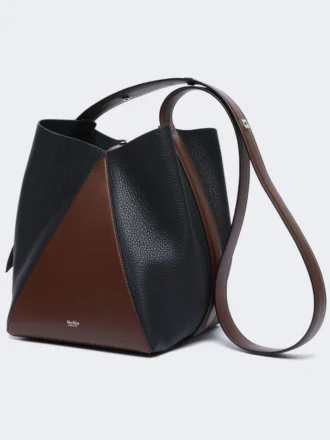 Bolsa tipo balde média, castanho avelã