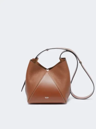 Bolsa tipo balde pequena, castanha