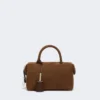 Bolsa tipo bowler pequena em pele nubuck, castanho escuro Bolsa tipo bowler pequena em pele nubuck, castanho escuro