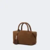 Bolsa tipo bowler pequena em pele nubuck, castanho escuro Bolsa tipo bowler pequena em pele nubuck, castanho escuro