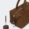 Bolsa tipo bowler pequena em pele nubuck, castanho escuro Bolsa tipo bowler pequena em pele nubuck, castanho escuro