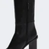 Botas de cano alto em pele, pretas Botas de cano alto em pele, pretas