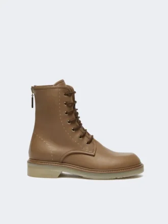 Botas de combate em pele, castanho avelã