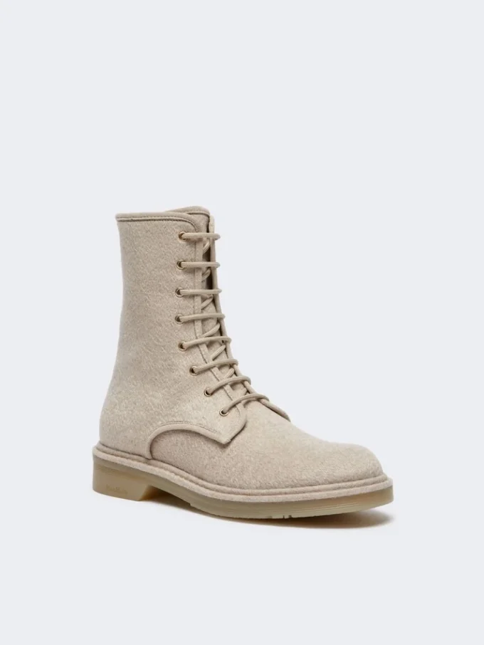 Botas militares em caxemira pura, bege