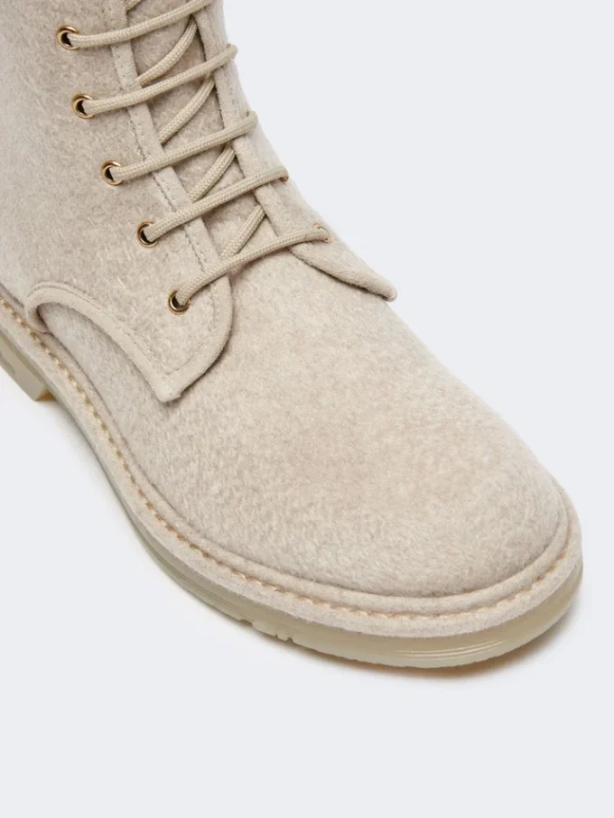 Botas militares em caxemira pura, bege