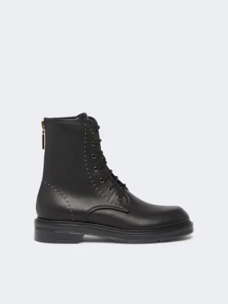 Botas militares em pele, pretas