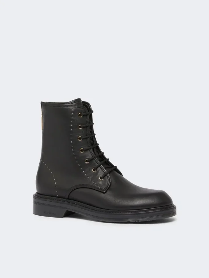 Botas militares em pele, pretas Botas militares em pele, pretas