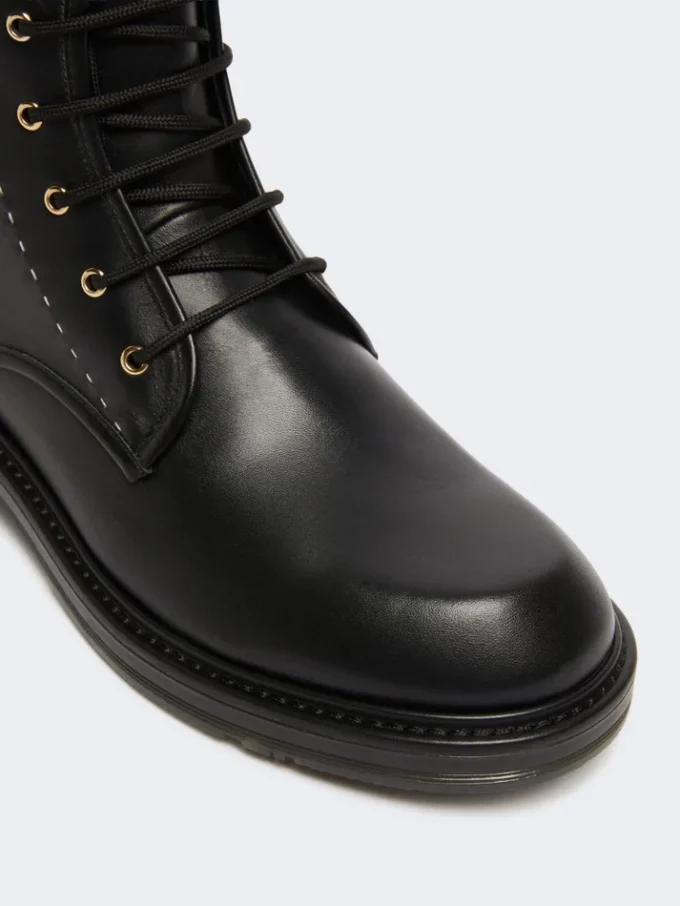 Botas militares em pele, pretas Botas militares em pele, pretas