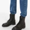 Botas militares em pele, pretas Botas militares em pele, pretas