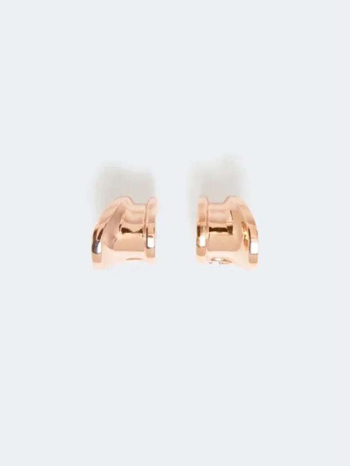 Brincos assimétricos em metal, bronze Brincos assimétricos em metal, bronze