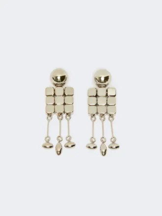 Brincos pendentes metálicos, prata
