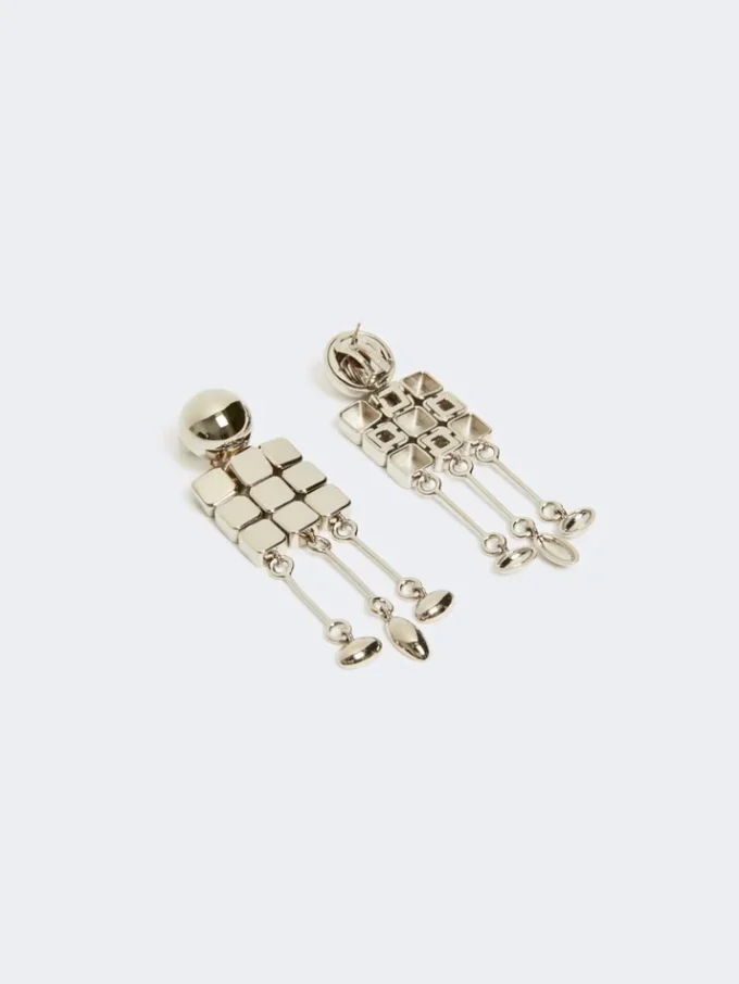 Brincos pendentes metálicos, prata Brincos pendentes metálicos, prata